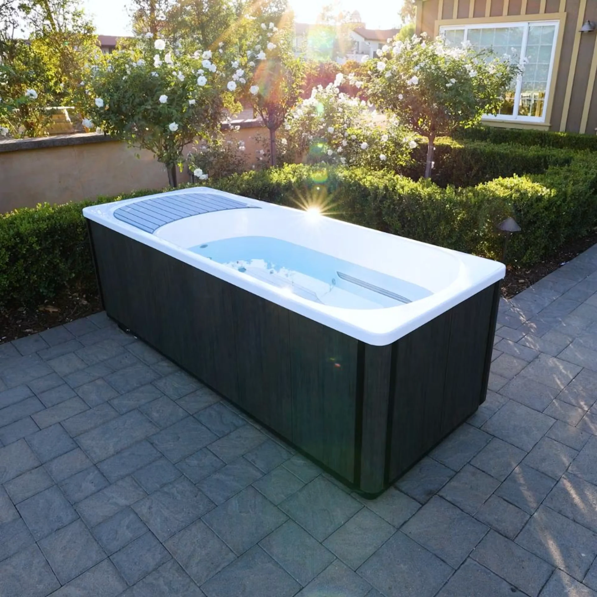 Kodiak cold plunge with insulated shell and dark exterior